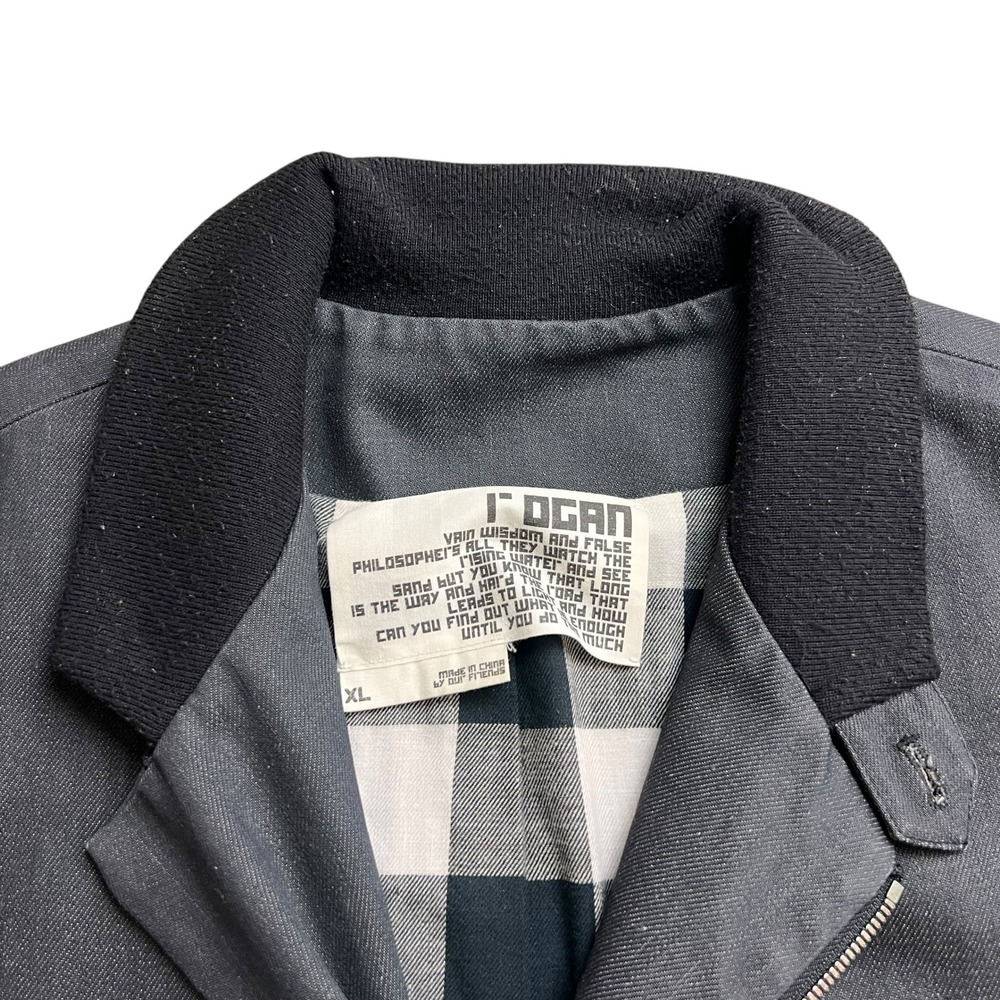 Rogan NYC Mens XL Gray Asymmetrical Zip Field Jacket Plaid Lined Cotton Twill - Picture 6 of 11